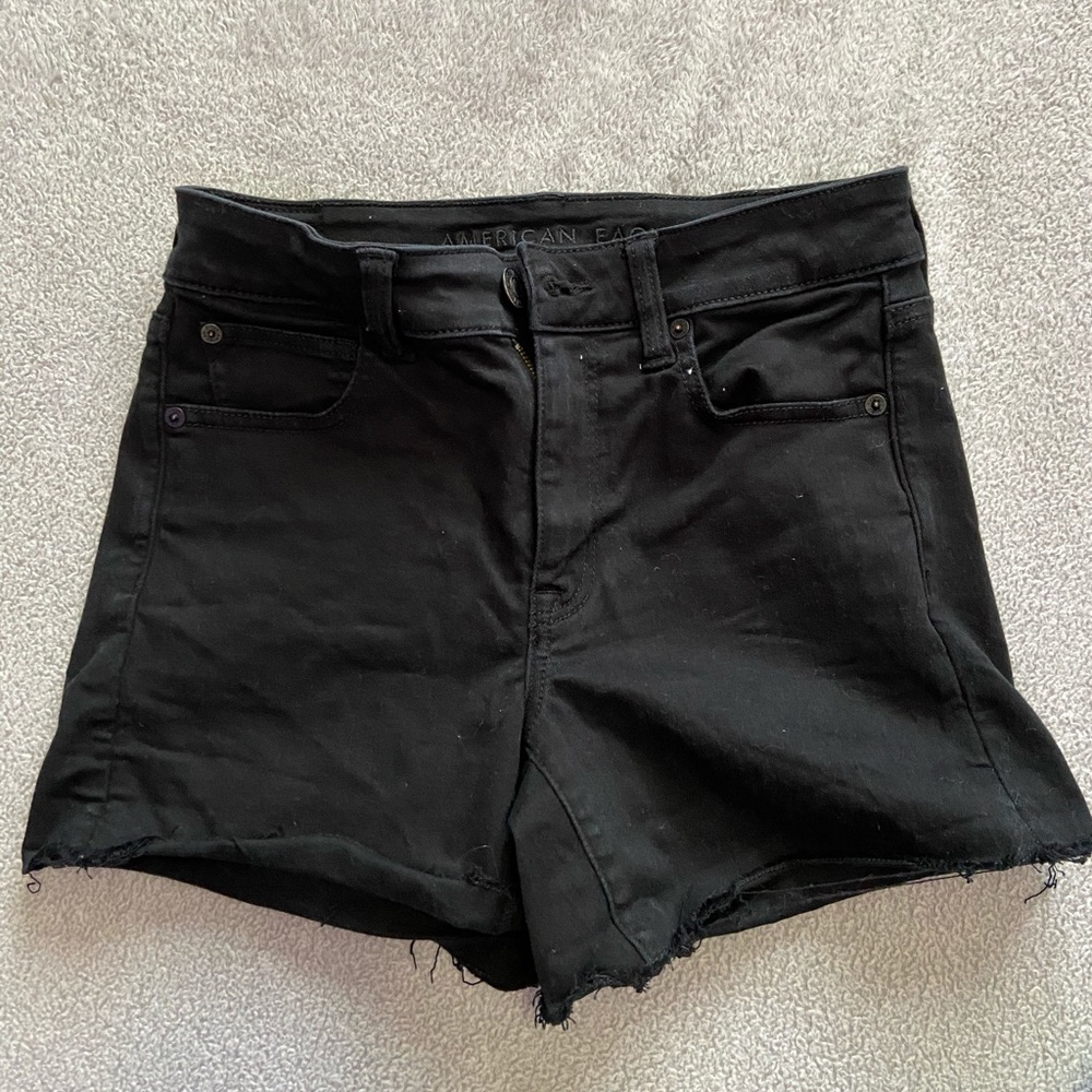 black jean shorts